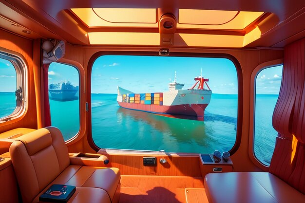 Foto ocean transport cargo huge freighter ship wallpaper sfondo illustrazione container nave da carico