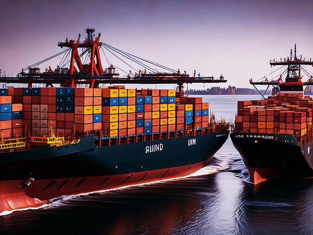 Ocean Transport Cargo Ship Wallpaper Background Generative Ai