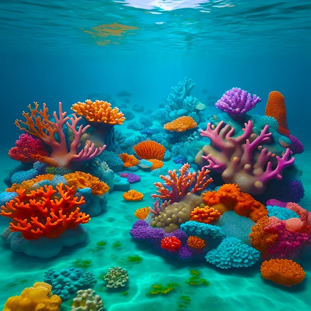 Premium AI Image | Ocean underwater landscape with clay coral reefs ...