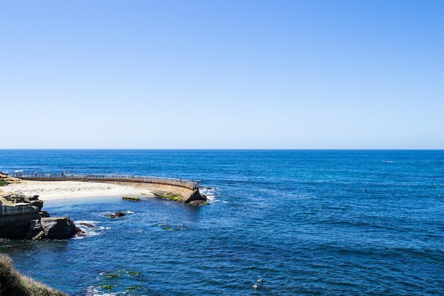 Ocean view of crashing waves in southern California west coast