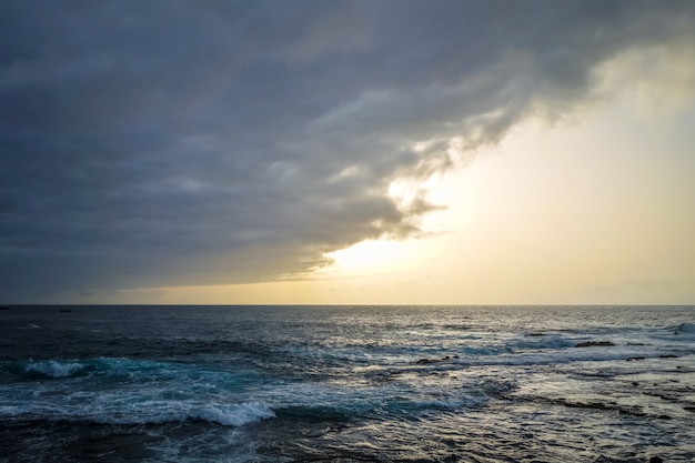 Ocean view at sunset in Santo Antao island, Cape Verde, Africa