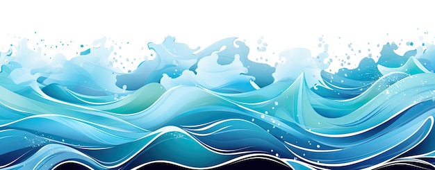 ocean water illustration big waves in sea web banner format
