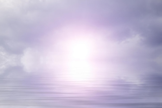 Ocean water surface with sun and clouds