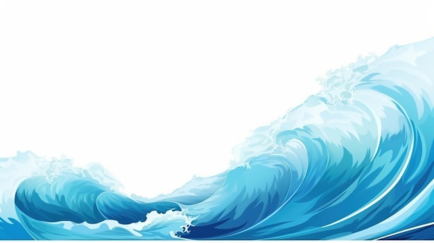 Photo ocean water wave copy space isolated blue happy cartoon wave