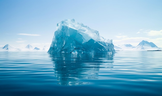 人間的な共感の反射のスタイルで浮かぶ紙の氷山で海の水