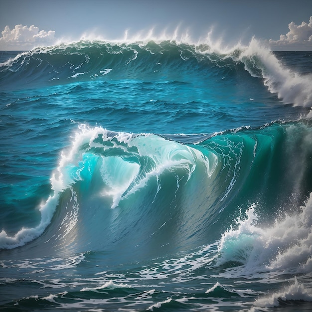 Ocean wave blurred by motion AI generated