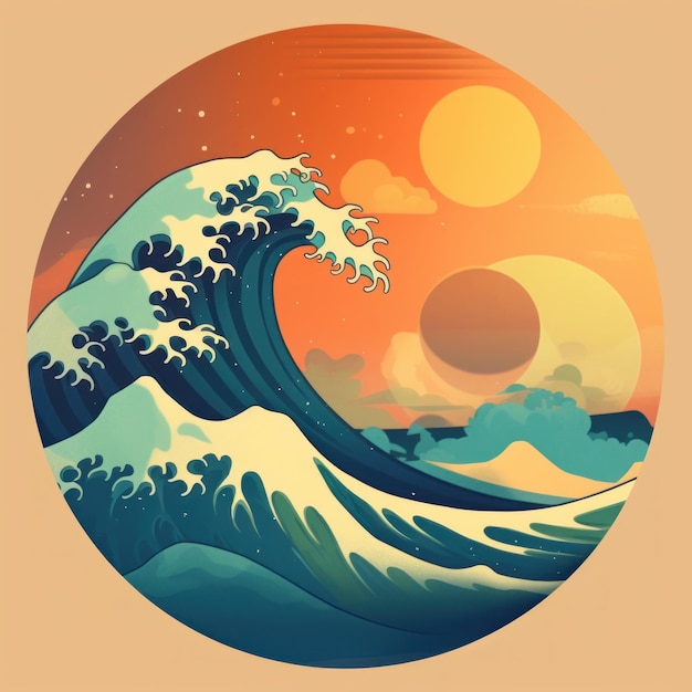 Ocean waves painting generative AI