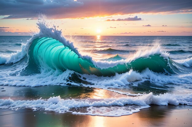 海の波が激しく巻き上げられた 恐ろしい 濃い青い海の波 壁紙の背景のイラスト