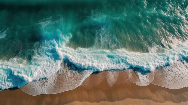 Ocean waves on sandy beach generative AI