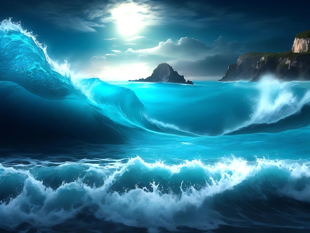 Ocean Waves at Sunset _ ai generated