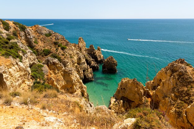 Ocean with rocky cliffs