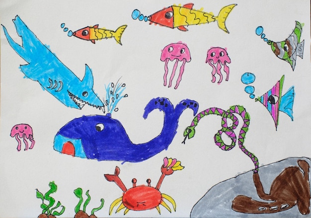 Ocean world in doodle style