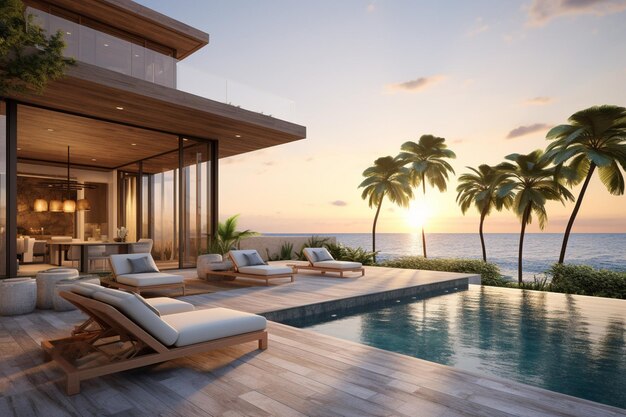 Photo oceanfront villa with infinity pool