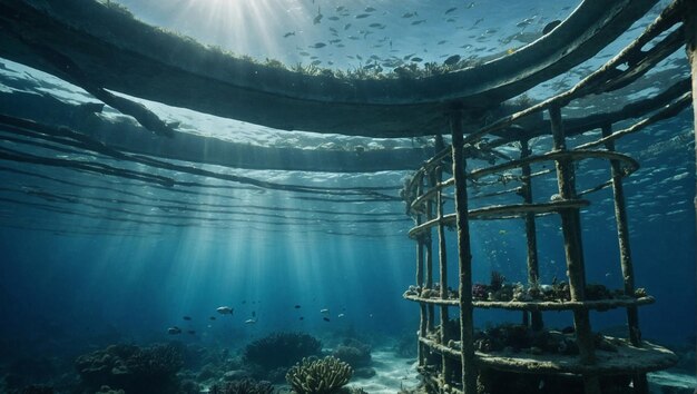 海の波の下に住む海洋生物