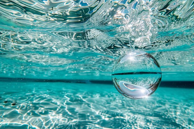 Photo oceanic opulence glass ball water bathing in world oceans day opulence