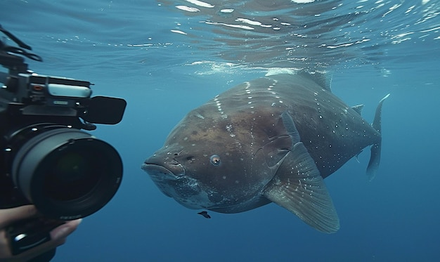 Photo oceanic sunfish swimming