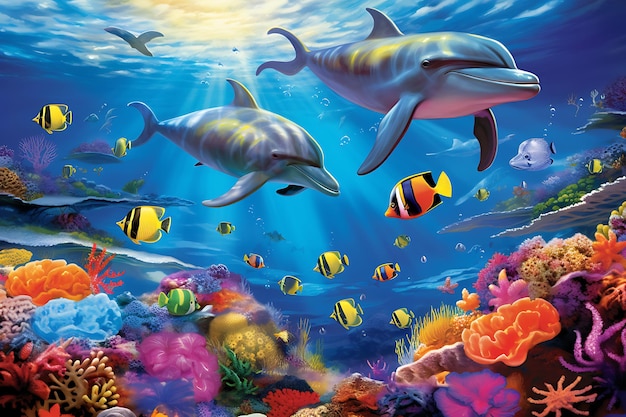 Oceanic wonderland captivating marine life in the depths of the sea