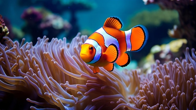 Ocellaris Clownfishes Among Coral ReefsAi