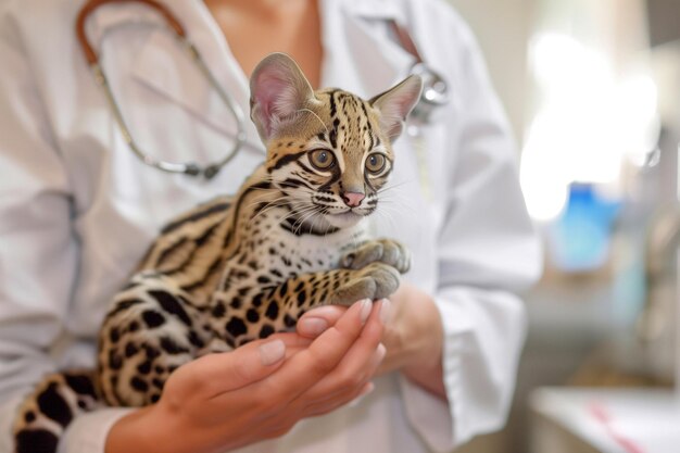 Photo ocelot in arms