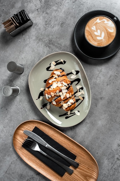 ochtend café ontbijt bord kopje tafel