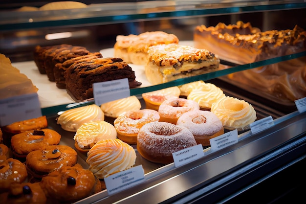 Ochtendgebakjes bij bakkerij zelfgemaakte koffiepatisserie