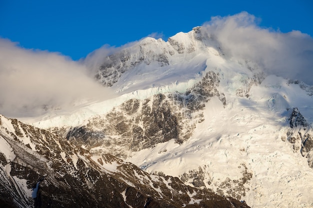 Ochtendlicht op East Face van Mount Sefton en Tuckett Glacier