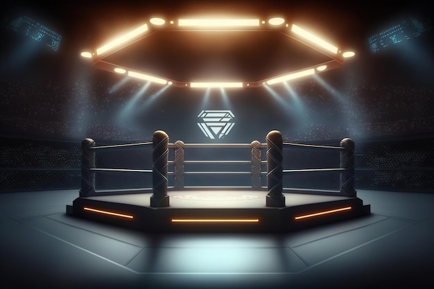 Octagonal ring for fights and competitions in mixed martial arts Beautiful modern illustration