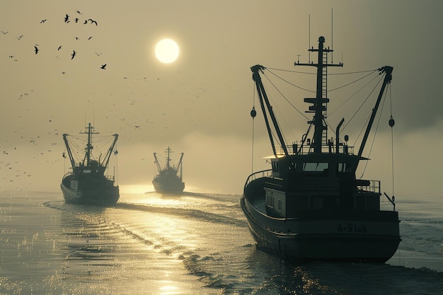 Octane-weergave van diepwatervisserijboten k UHD ar