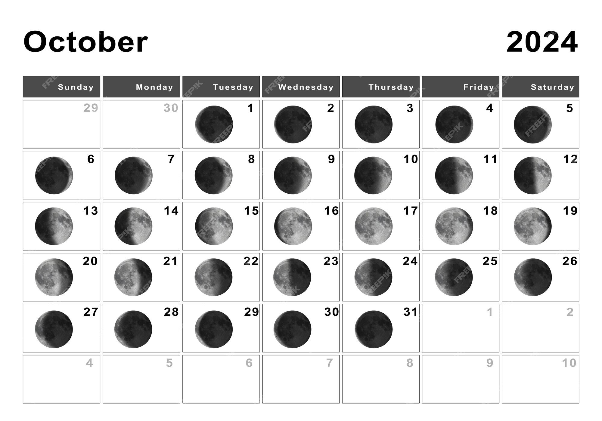 Premium Photo October 2024 lunar calendar, moon cycles, moon phases