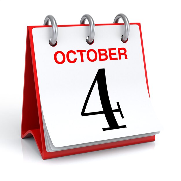 October Calendar 3D Rendering