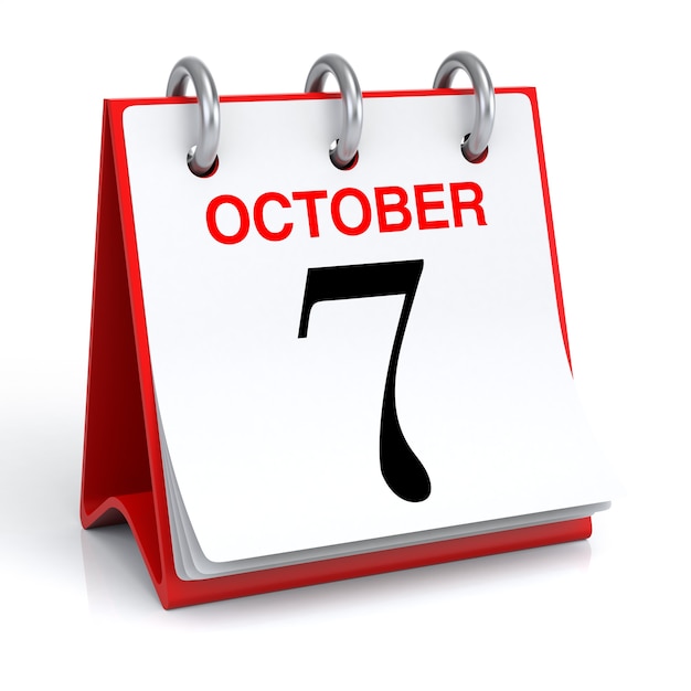 October Calendar 3D Rendering