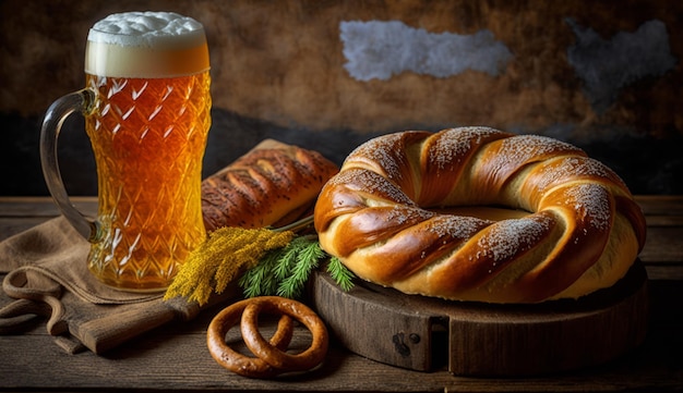 Octoberfest Food Worst Bier en Bretzel Generatieve AI