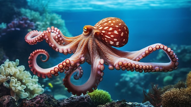 Octopus in an aquarium