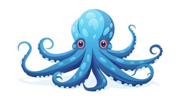 Photo octopus in blue color flat vector illustration