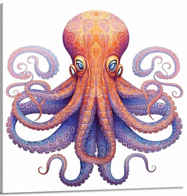 octopus canvas print with a colorful octopus design generative ai