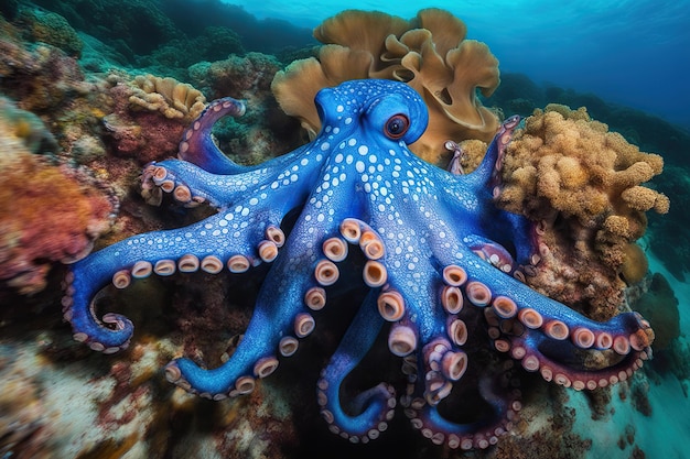 Octopus in Coral Reef Underwater Beauty