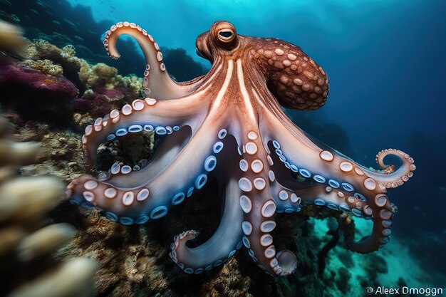 Octopus in Coral Reef Underwater Beauty