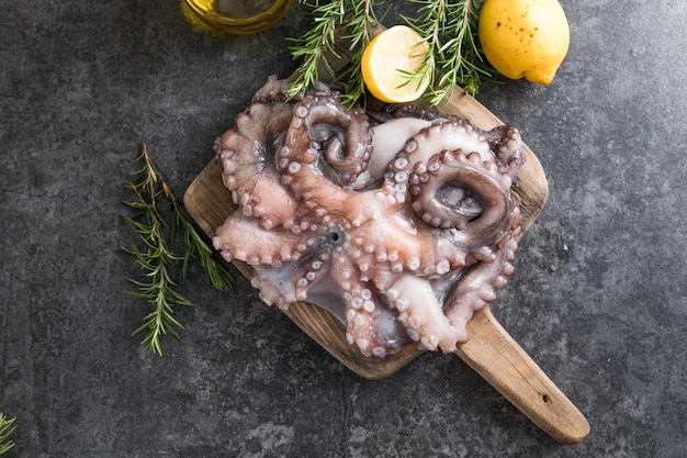 Фото Осьминог креативная концепция здорового питания с фотографиями вкусных морепродуктов из осьминога