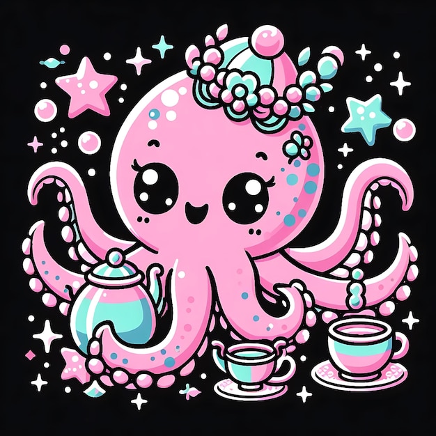 Photo octopus cute cartoon