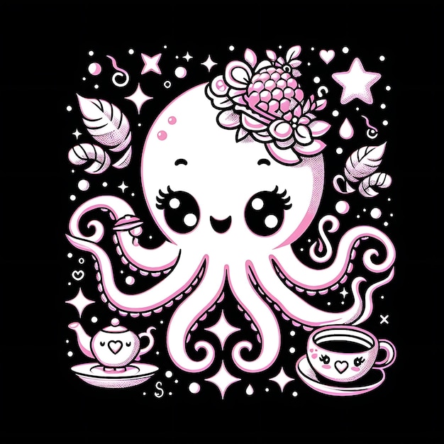 Photo octopus cute cartoon