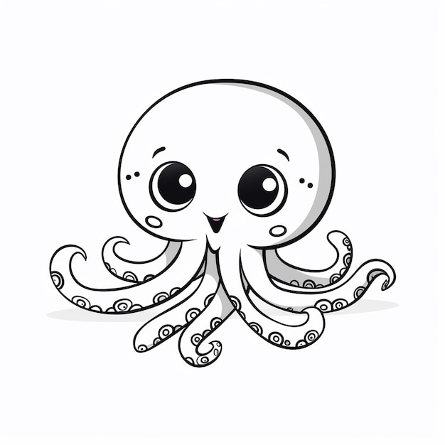 Photo octopus cute illustration cute angel cute coloring book kawaii line art