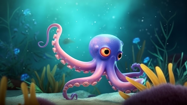 Octopus en vissen onder de zee