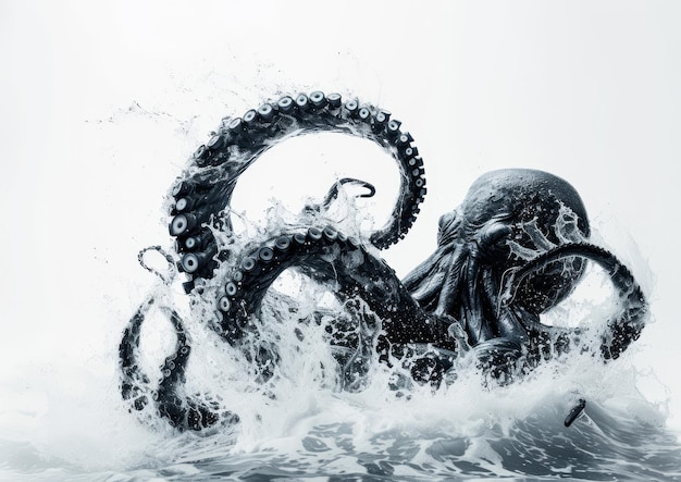 Octopus in het water met uitgestrekte tentakels