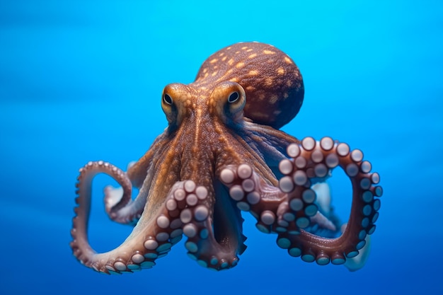 An octopus is seen in an aquarium.