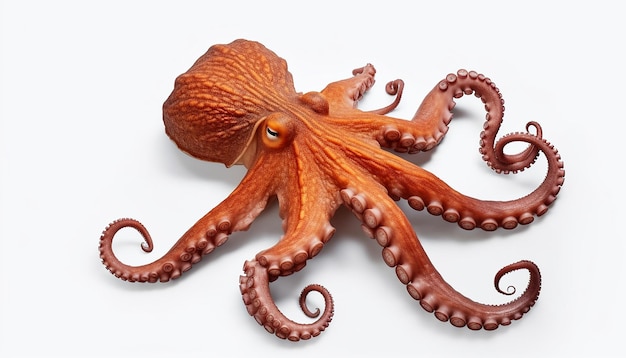 Octopus Isolated on White Background Clipping Path