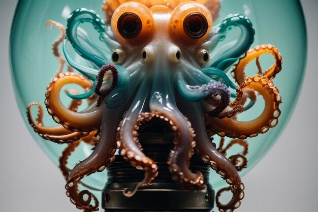 Photo an octopus made of glass