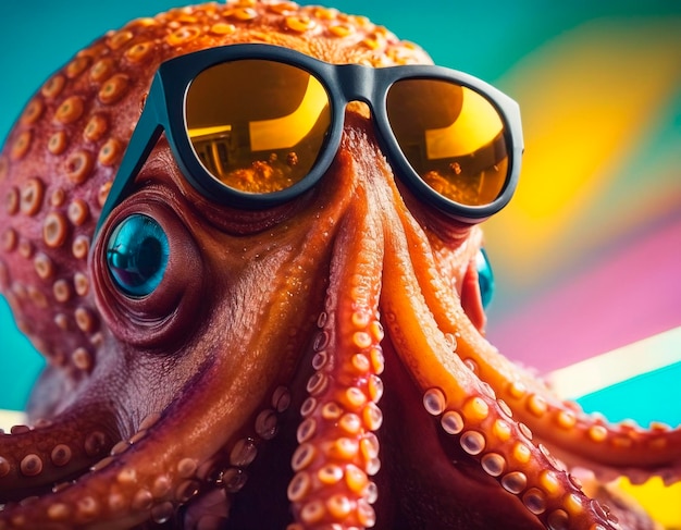 Foto octopus met zonnebril