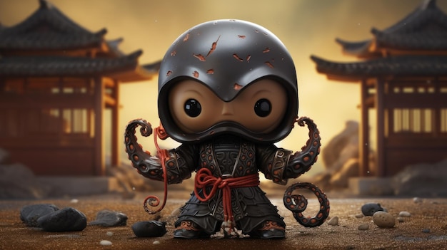 Изображение персонажа Octopus ninja chibi, сгенерированное ИИ