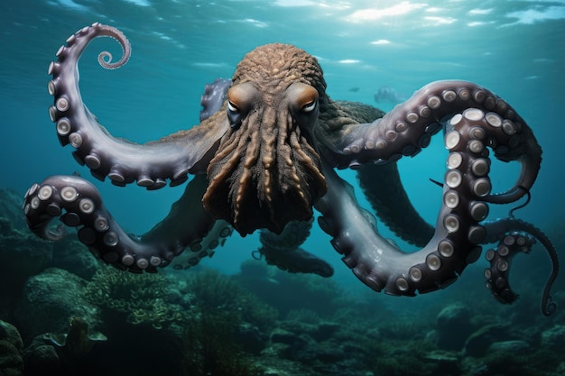 Octopus onder water daglicht Genereren Ai