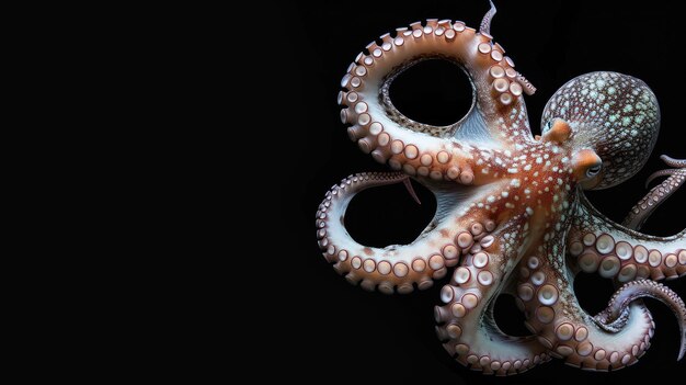 Foto octopus op de zwarte achtergrond